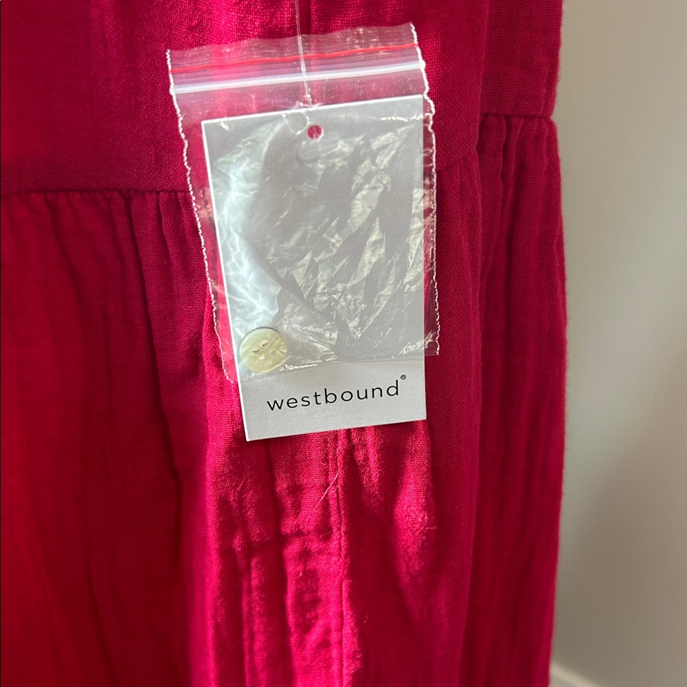 Westbound Sleeveless Tiered Button-Front Dress in Persian Red. New with Tags - Picture 4 of 4